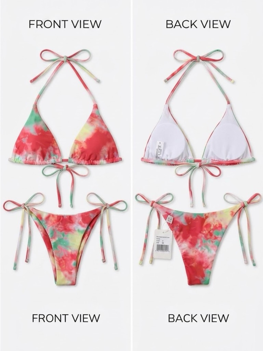 Girls Tie-Dye String Bikini Top & Bottom - Red Multicolor
